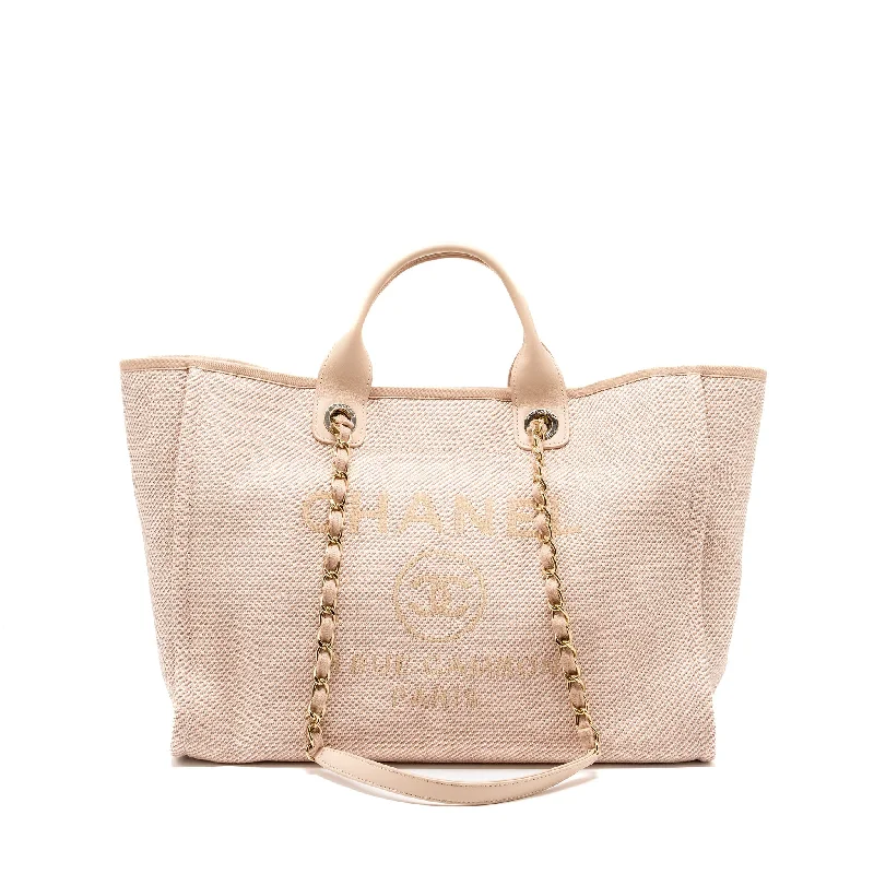 Chanel All - Match Handbag for Versatile StylingChanel Deauville Tote Bag Canvas Light Pink LGHW