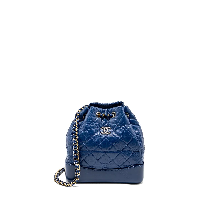 Chanel Handbag with Adjustable Strap for ComfortChanel Gabrielle Backpack Aged Calfskin BLUE Multicolour Hardware