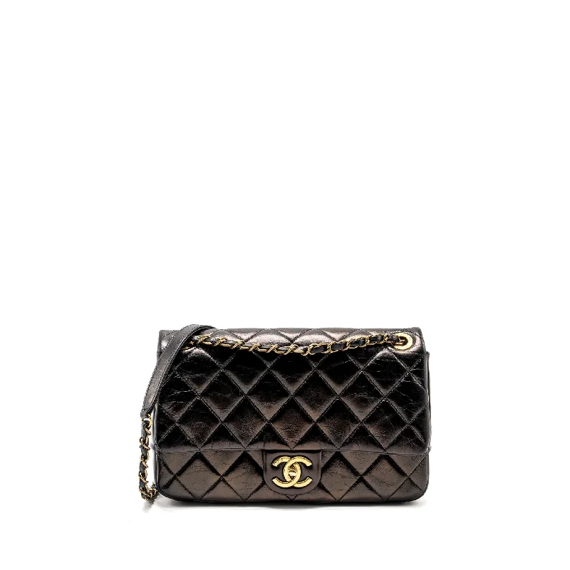 Chanel Designer Handbag with Unique DesignChanel Limited Edition Quilted Flap Bag Shiny Calfskin Black GHW