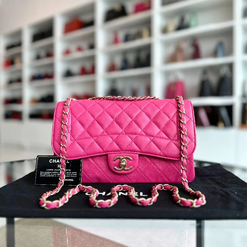 Chanel Quilted Leather Shoulder Bag for FashionistasMademoiselle Medium 25CM Lambskin Chic Fuchsia GHW No 21