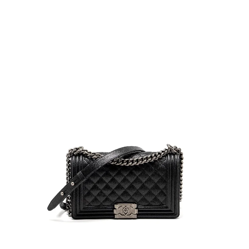 Chanel Vintage Inspired Handbag for Retro LoversChanel Medium Boy Bag Caviar Black Ruthenium Hardware (microchip)