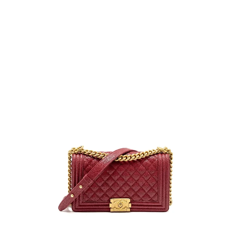 Chanel Luxury Handbag for High - End EventsChanel Medium Boy Bag Caviar Red GHW