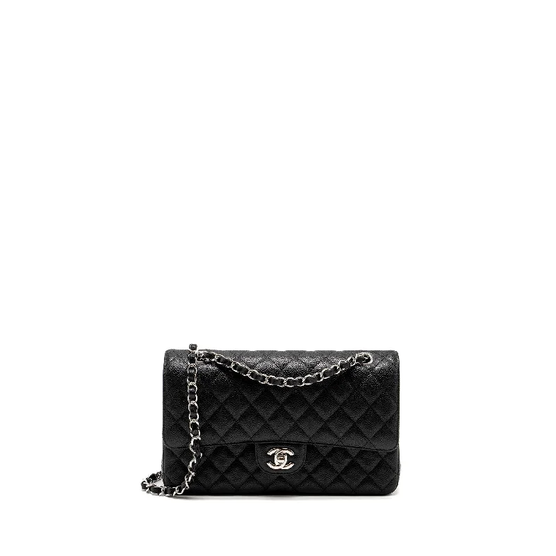 Chanel All - Match Handbag for Versatile StylingCHANEL Medium Classic Double Flap Bag Caviar Black SHW (Microchip)