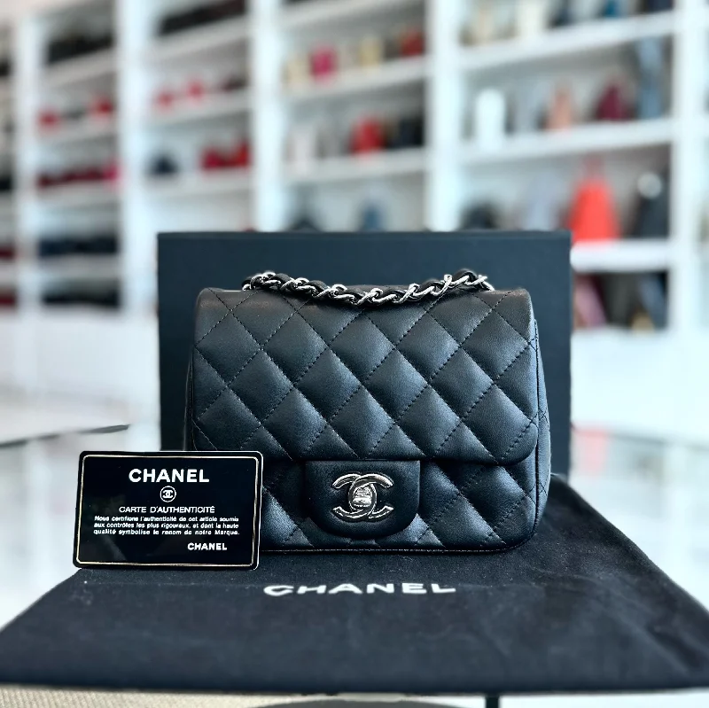 Chanel Colorful Handbag for Spring OutfitsMini Square Classic Flap Quilted Lambskin Black SHW No 13