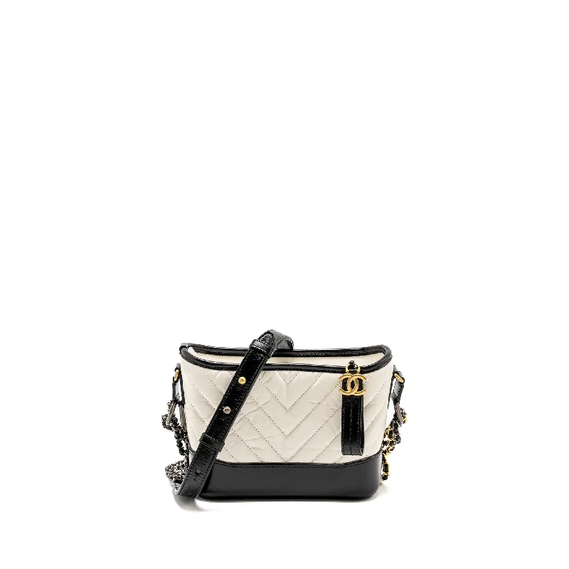 Chanel Quilted Leather Shoulder Bag for FashionistasChanel Small Chevron Gabrielle Hobo Bag Calfskin White/Black Multicolour Hardware