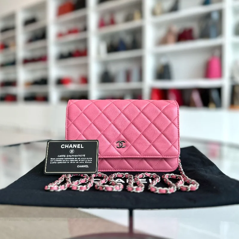 Chanel Limited Edition Handbag for CollectorsWOC Wallet On Chain Lambskin Quilted Flap Pink SHW No 16