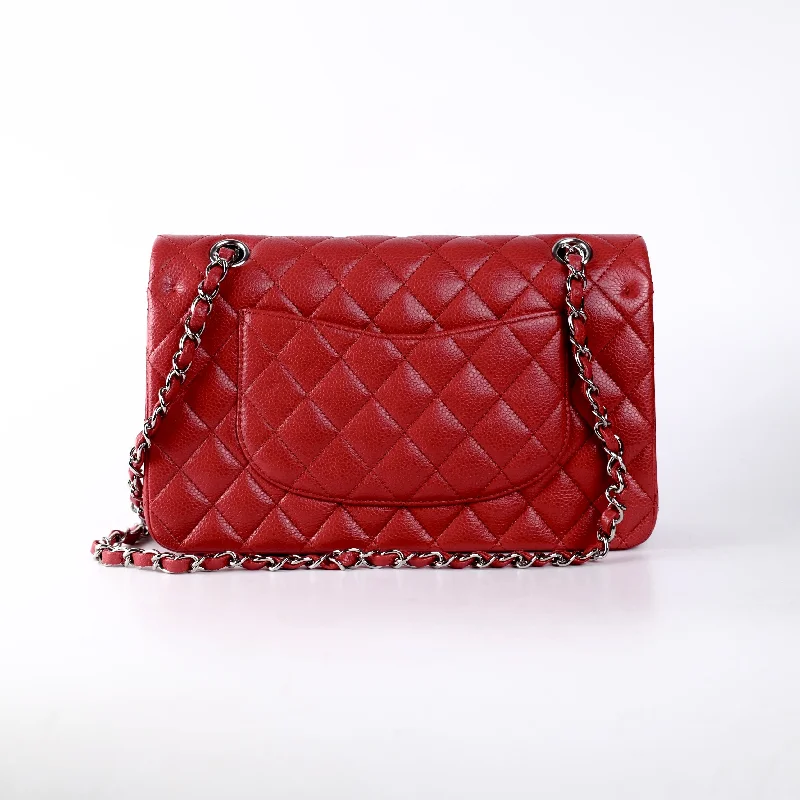 Chanel Handbag with Adjustable Strap for ComfortChanel Classic Flap Medium/Large M/L Caviar Red - Series 14