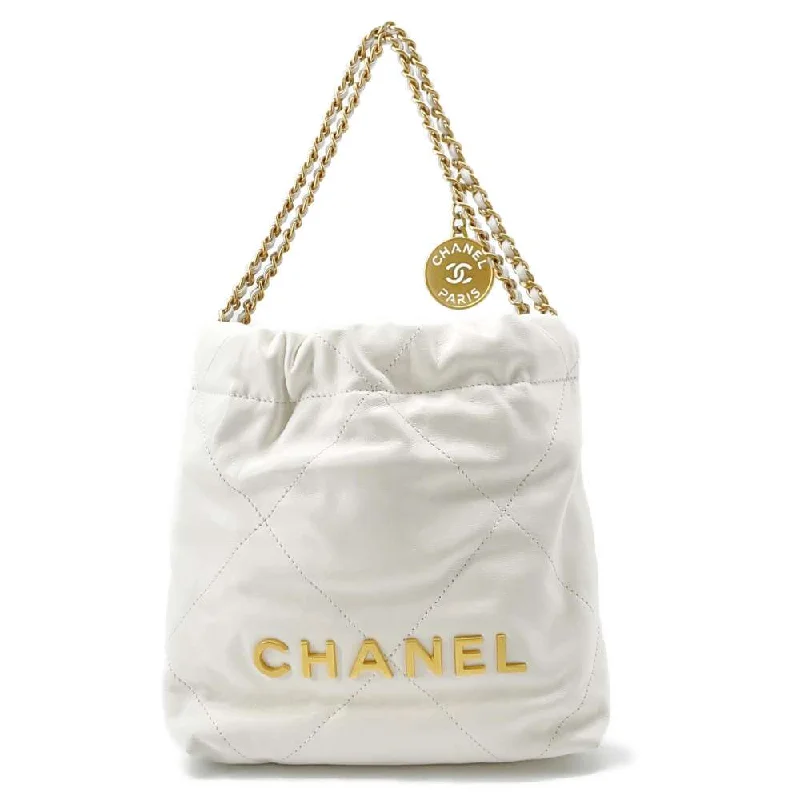 Chanel Limited Edition Handbag for CollectorsCHANEL CHANEL 22 Handbag White AS3980 Shiny Calf Leather Size Mini