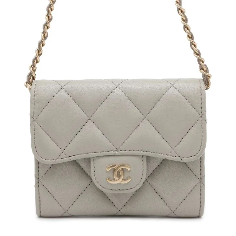 Chanel Medium Tote Bag for Office LadiesCHANEL Compact Chain wallet Gray AP0238 Lambskin