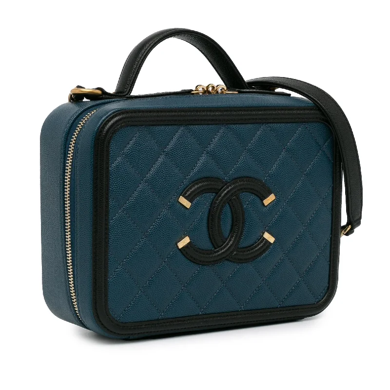 Chanel Luxury Handbag for High - End EventsChanel Medium Bicolor Caviar CC Filigree Vanity Case (FS85RY)