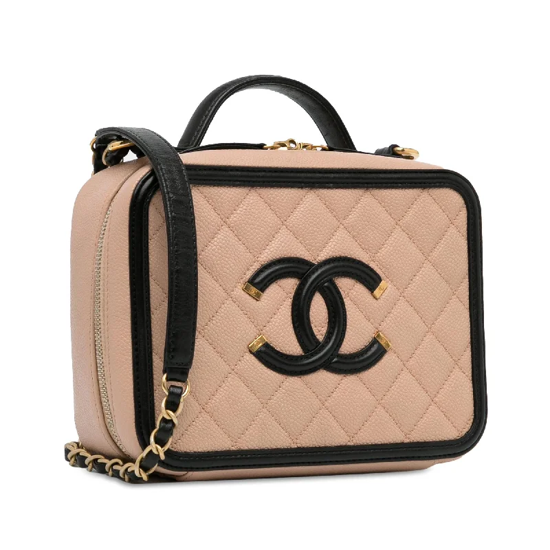 Chanel Medium Tote Bag for Office LadiesChanel Medium Caviar CC Filigree Vanity Case (BTqCcq)