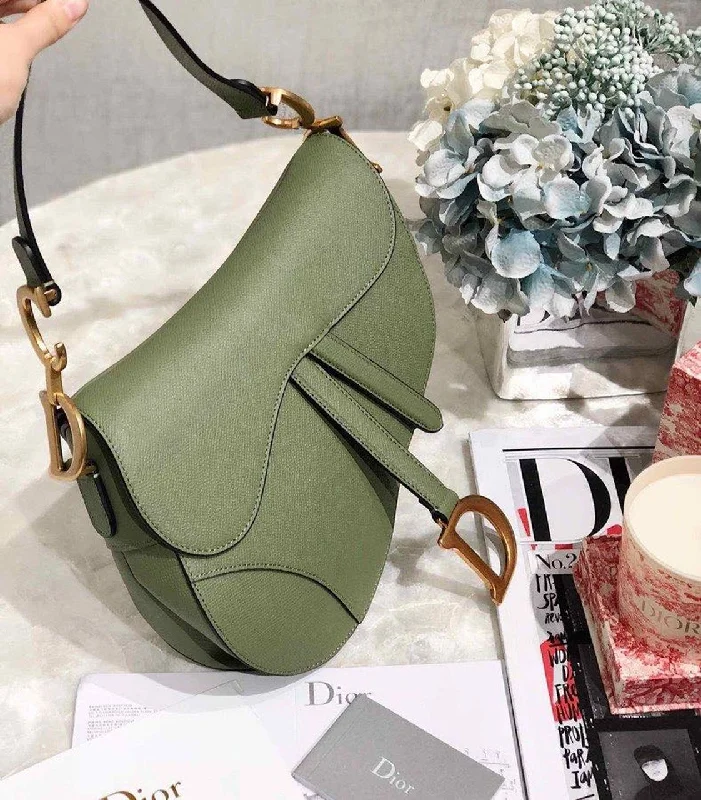 Christian Dior bags with a detachable coin purse insideChristian Dior Cedar Green Grained Saddle Bag