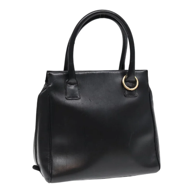 Contemporary Christian Dior handbags with a unique shapeCHRISTIAN DIOR Hand Bag Leather Black Gold Auth yk14415