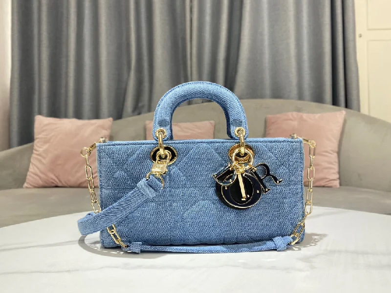 Christian Dior bags with a quilted pattern and gold - toned hardwareChristian Dior Lady D-Joy Bag Blue, For Women