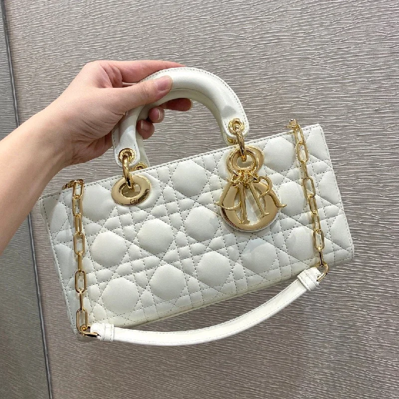 Christian Dior bags with a side - pocket for holding a water bottleChristian Dior Lady D-Joy Bag, White Handbags, 26cm