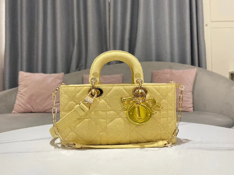 Luxury Christian Dior crossbody bags with a chain - link strapChristian Dior Lady D-Joy Bag Yellow For Women,  Handbags 26cm/10in