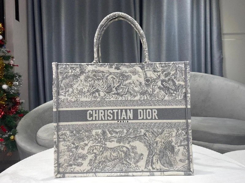 Contemporary Christian Dior handbags with a unique shapeChristian Dior Large Book Tote Gray Multicolotr