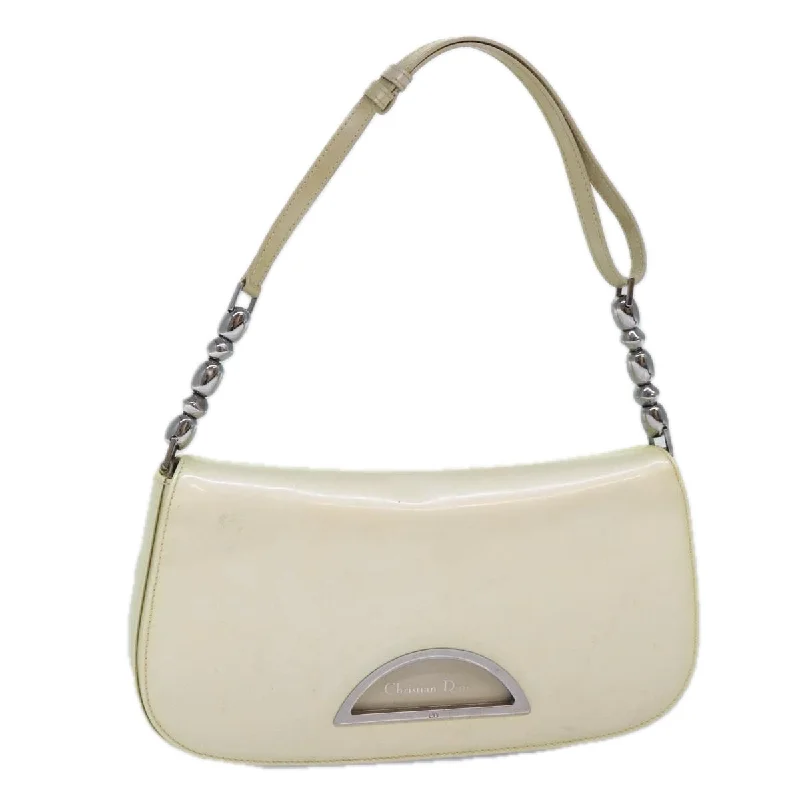 Christian Dior bags with a detachable coin purse insideCHRISTIAN DIOR Shoulder Bag Enamel White Auth 86173