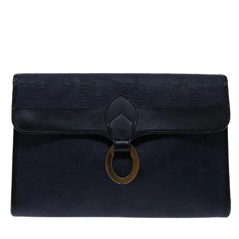 Christian Dior bags with a quilted pattern and gold - toned hardwareCHRISTIAN DIOR Shoulder Bag Leather Navy Auth bs12730