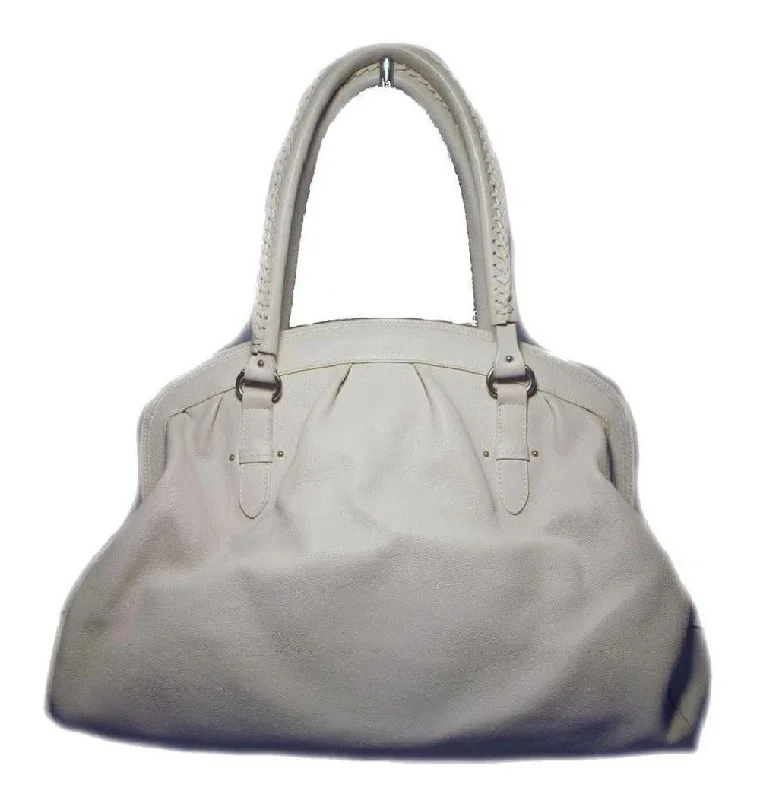 Christian Dior bags with a zip - top closure and multiple compartmentsCHRISTIAN DIOR White Leather Shoulder Shopper Bag