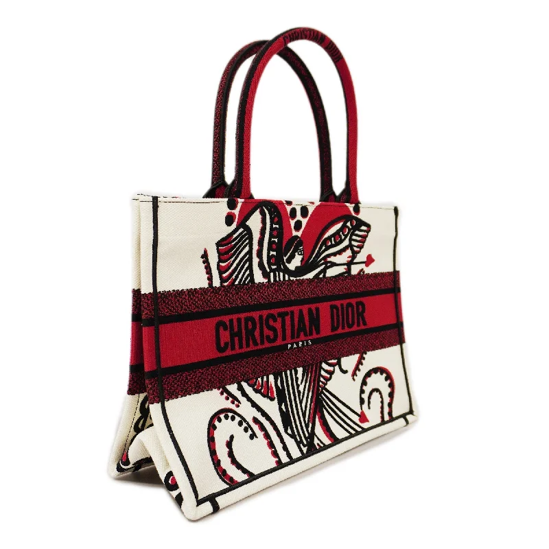 Christian Dior handbags with a removable shoulder strap for versatilityCHRISTIAN DIORAuth  Book Tote Women's Canvas Tote Bag Black,Ivory,Red Color