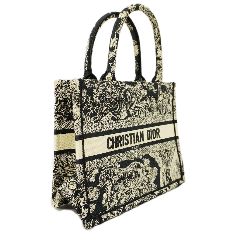 Christian Dior bags with a side - pocket for holding a water bottleCHRISTIAN DIORAuth  Book Tote Women's Canvas Tote Bag Navy