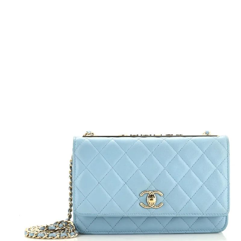 Christian Dior handbags with a detachable mirror for on - the - go touch - upsTrendy CC Wallet on Chain NM Quilted Lambskin