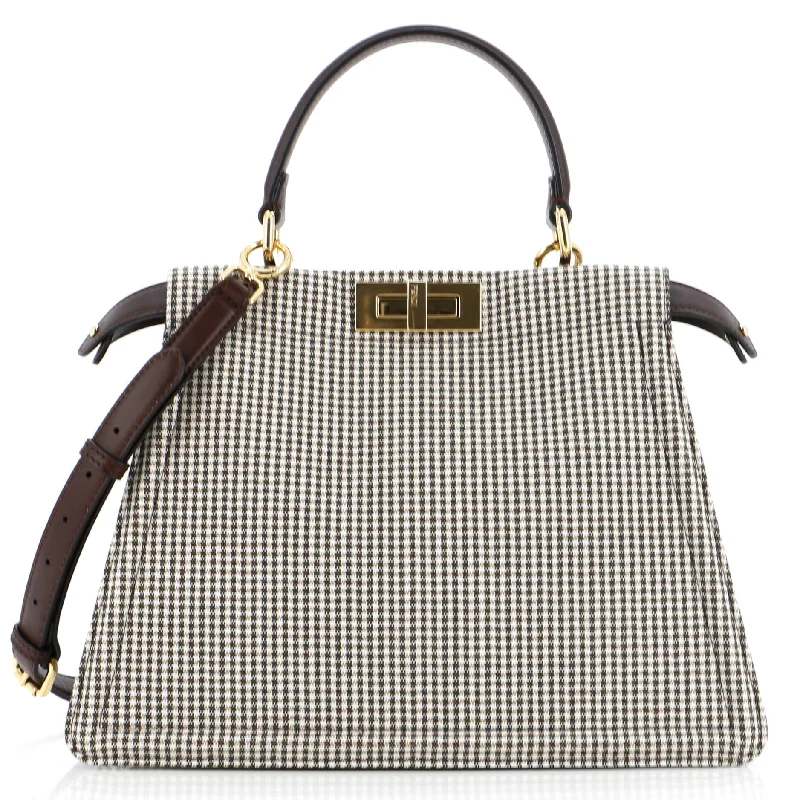 Christian Dior handbags with a detachable mirror for on - the - go touch - upsPeekaboo ISeeU Bag Houndstooth Wool Medium