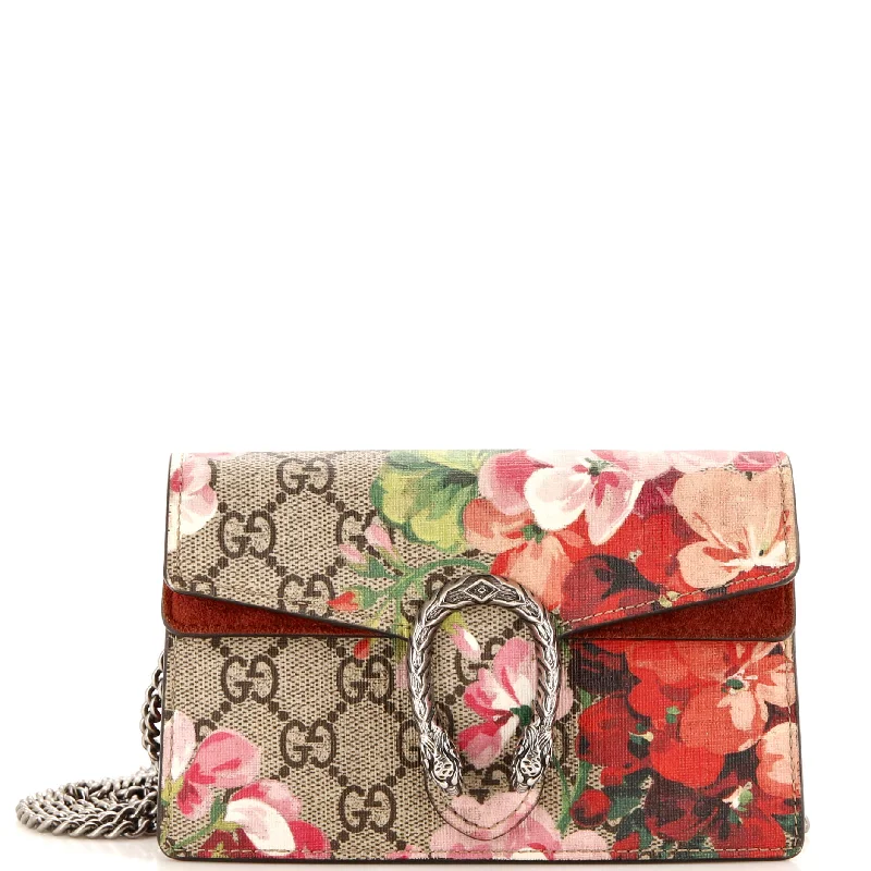 Christian Dior handbags with a back - pocket for quick storageDionysus Bag Blooms Print GG Coated Canvas Super Mini