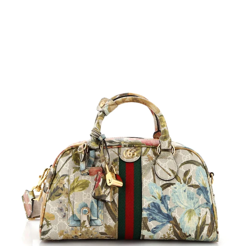 Christian Dior handbags with a removable shoulder strap for versatilityOphidia Convertible Boston Top Handle Bag Water Flora GG Coated Canvas Medium