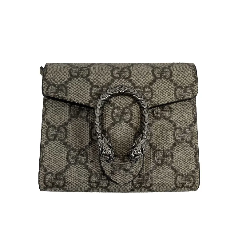 Ladies Gucci shoulder bags with a single - handle designGUCCI Dionysus Supreme Card Case Wallet GG Coated Canvas Compact